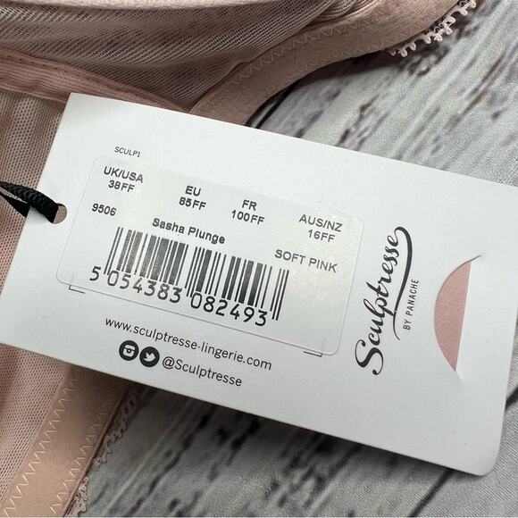 Sculptresse by Panache 38FF Sasha Molded Plunge T-Shirt Bra Soft Pink NEW - Picture 10 of 12